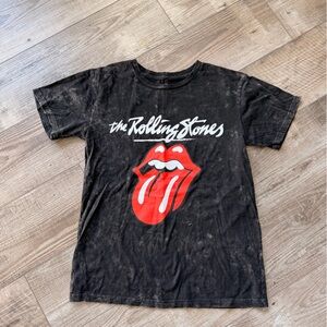 the Rolling Stones Black Tee with Red Tongue Logo